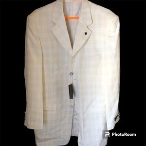 NWT Stunning Soprano Cream Longer Plaid Sports Suit Jacket Size 40 $135 A